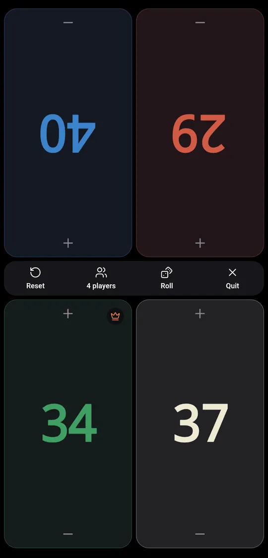 Life tracker for a four-player game